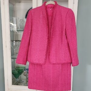 Ann Taylor Pink Tweed Two-Piece Dress Suit